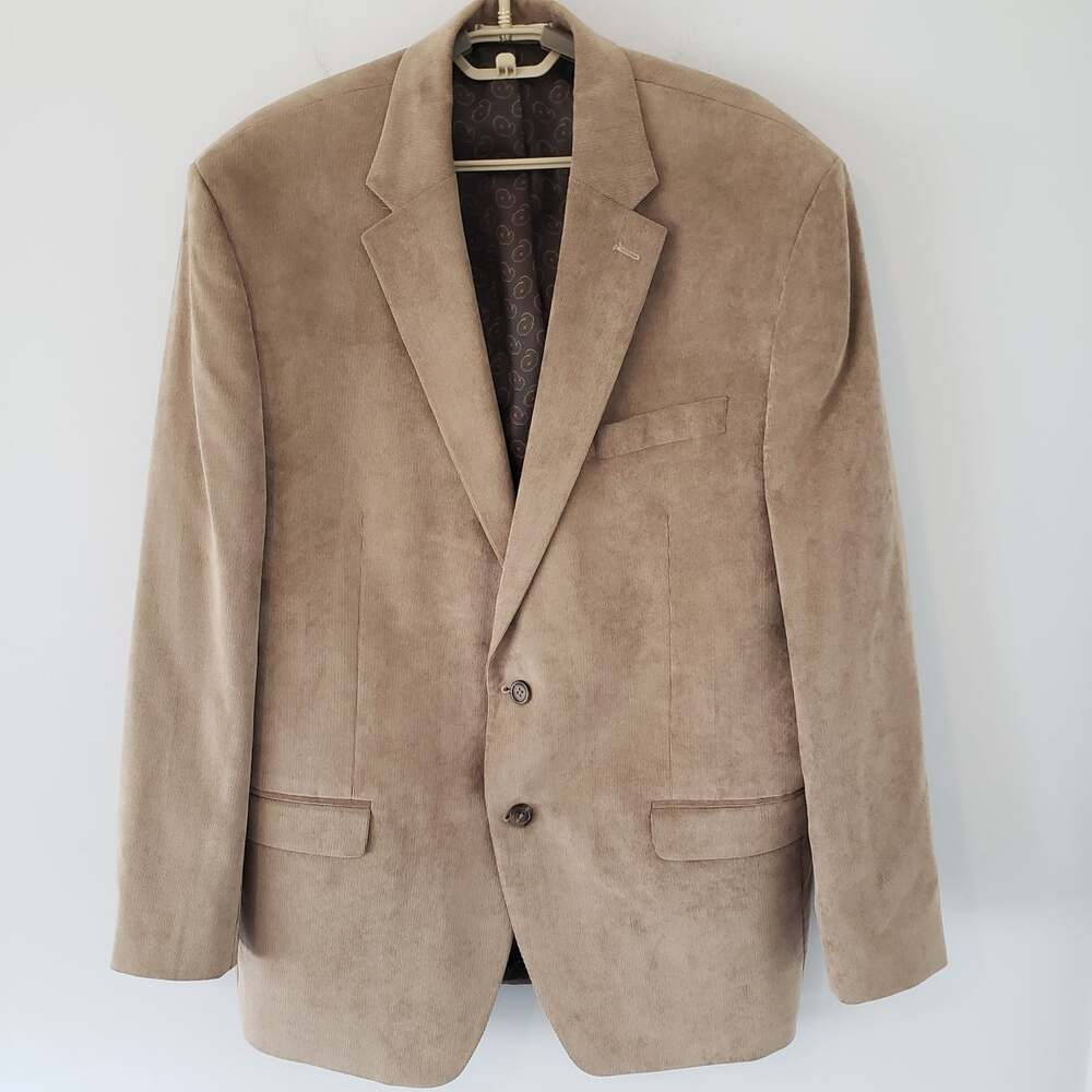 Chaps Mens Tan Corduroy Blazer Jacket Sport Coat 46L